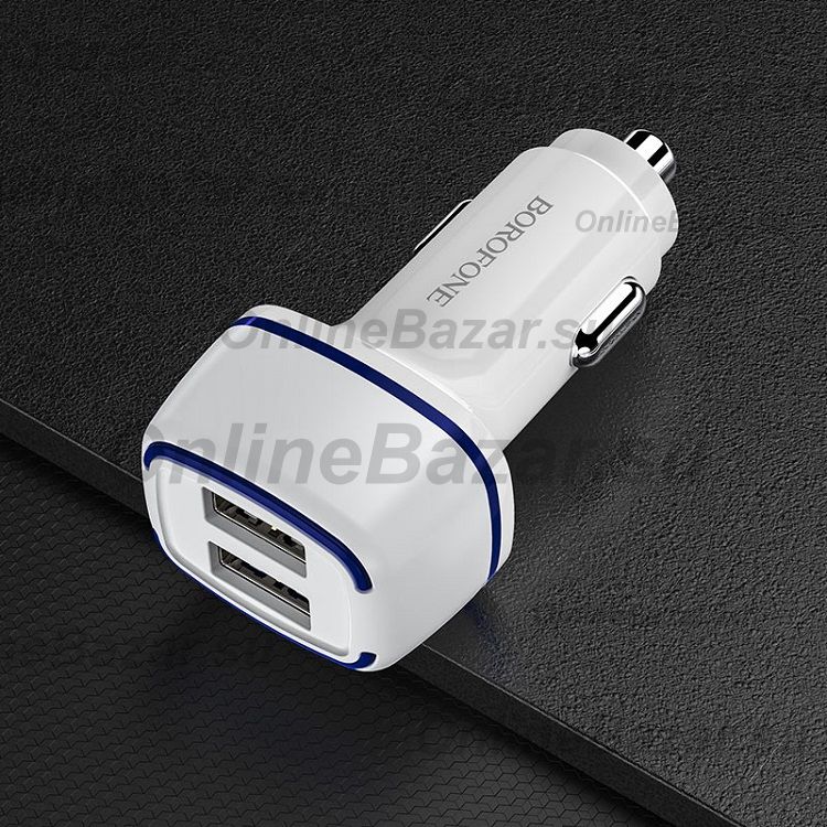 Автомобильное зарядное устройство USB Borofone BZ14 (2 порта/2.4A) <белый> ― Nsk.OnlineBazar.su