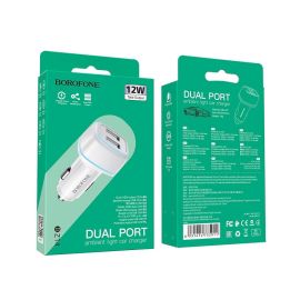 Автомобильное зарядное устройство USB Borofone BZ14 (2 порта/2.4A) <белый>