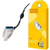 Переходник (адаптер) OTG (USB Host - MicroUSB) Hoco UA10  <серебристый> ― Nsk.OnlineBazar.su