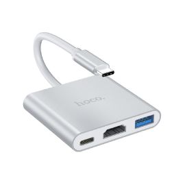 Адаптер Type-C Hoco HB14 (порты USB 3.0/HDTV/0,2 м) <серебристый>