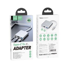Адаптер Type-C Hoco HB14 (порты USB 3.0/HDTV/0,2 м) <серебристый>