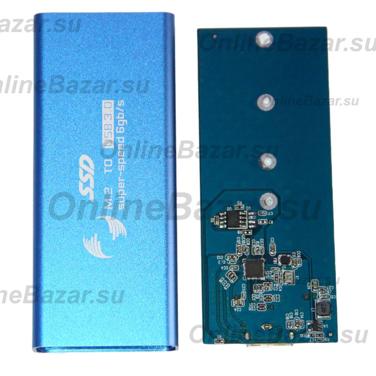 Внешний корпус для SSD диска M.2 (NGFF) (кабель USB-MicroUSB Y-Type/USB 3.0/алюминий) <синий> ― Nsk.OnlineBazar.su