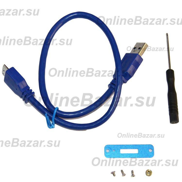Внешний корпус для SSD диска M.2 (NGFF) (кабель USB-MicroUSB Y-Type/USB 3.0/алюминий) <синий> ― Nsk.OnlineBazar.su