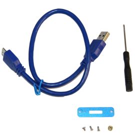 Внешний корпус для SSD диска M.2 (NGFF) (кабель USB-MicroUSB Y-Type/USB 3.0/алюминий) <синий>