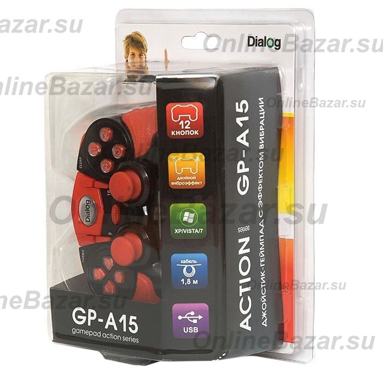 Геймпад Dialog Action GP-A15 <черно-красный> ― Nsk.OnlineBazar.su