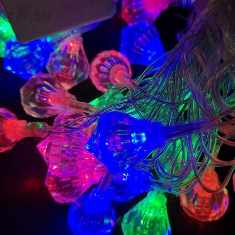 Гирлянда внутренняя нить "Бриллиант" (5 метров, 28 шт, провод черный, RG/RB) ― Nsk.OnlineBazar.su