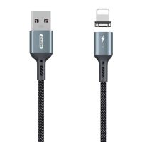 Кабель USB Apple iPhone Lightning Remax RC-156i (3A, магнитный, оплетка ткань) <черный> ― Nsk.OnlineBazar.su
