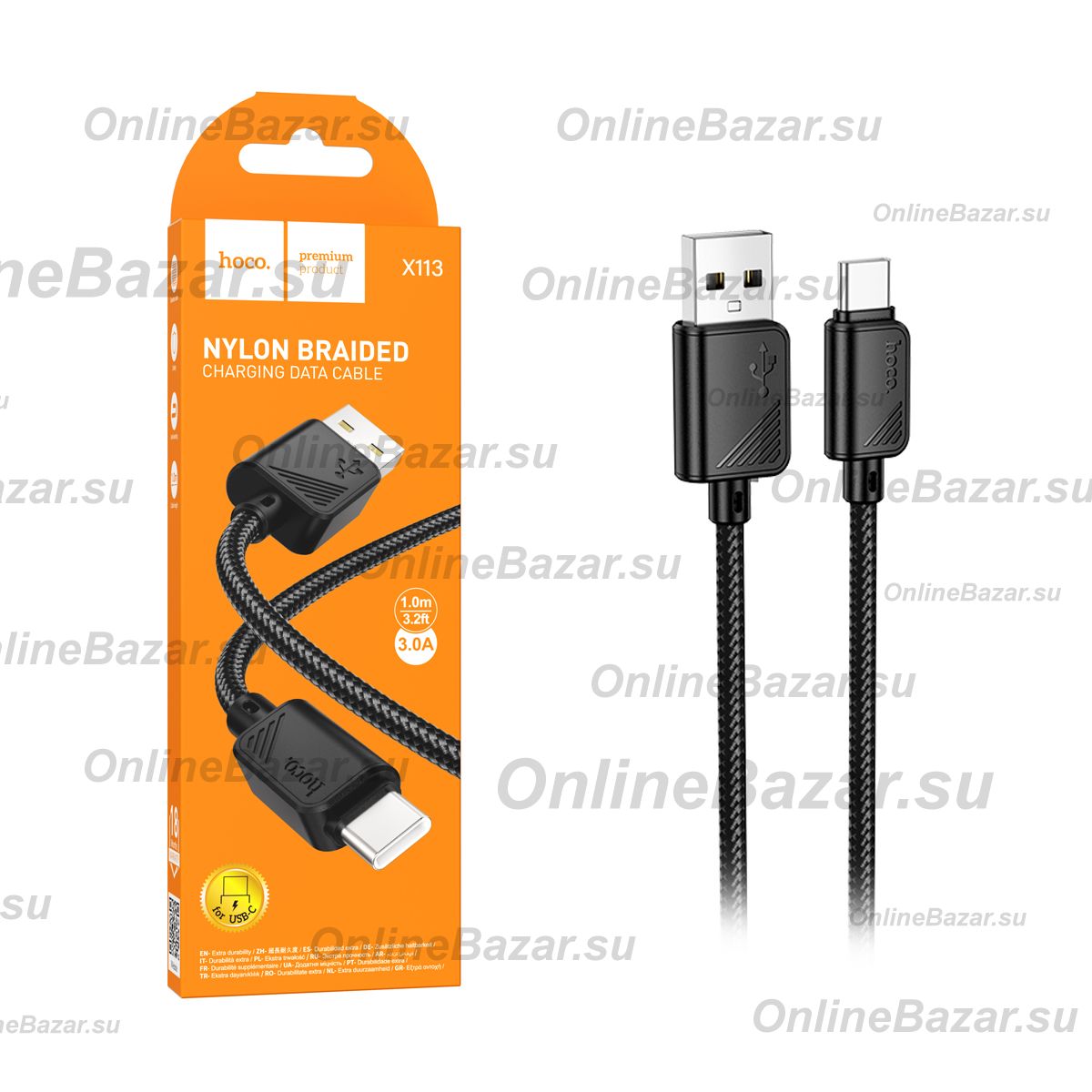Кабель USB Type-C Hoco X113 (3A/60W/PD) <черный> ― Nsk.OnlineBazar.su