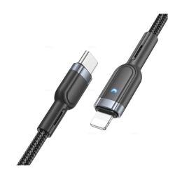 Кабель USB-C iPhone Lightning Hoco U117 (20W/интеллектуальное отключение) <черный>