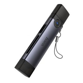 Кард-ридер Hoco HB56B для портов USB-C+Lightning (USB/SD/MicroSD) <серый>