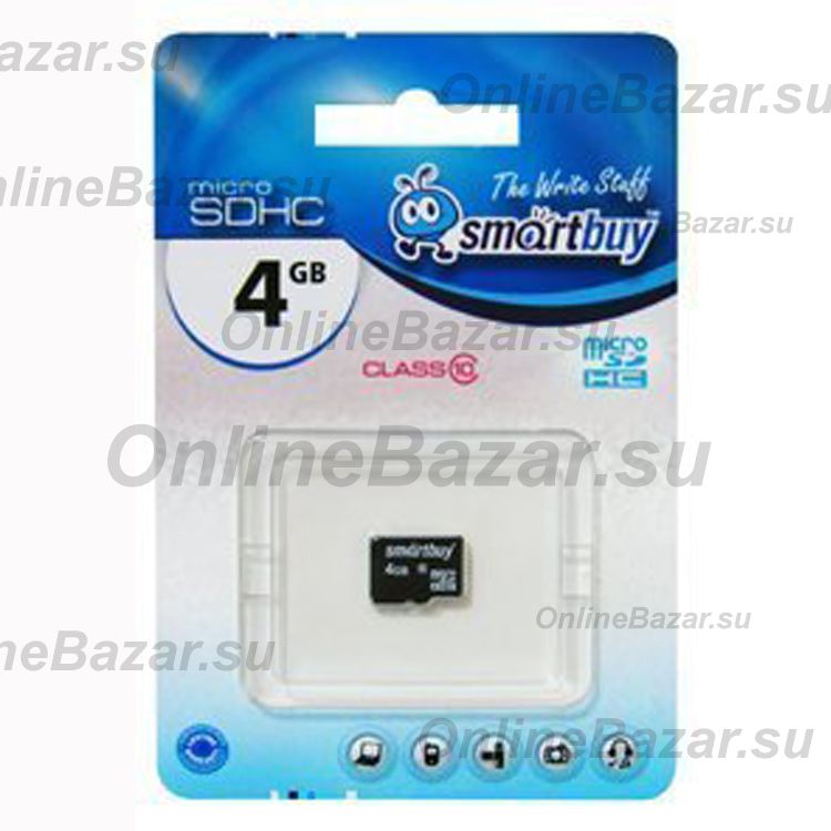 Карта памяти MicroSD 4 Gb CL10 Smart Buy в блистере без адаптером ― Nsk.OnlineBazar.su