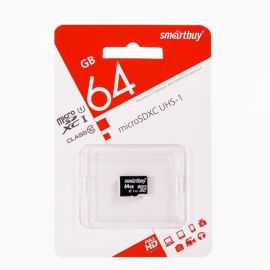 Карта памяти MicroSD 64 Gb CL10 Smart Buy без адаптера 