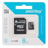 Карта памяти MicroSDHC 8 Gb CL10 Smart Buy в блистере с адаптером ― Nsk.OnlineBazar.su