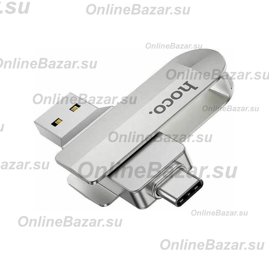 Карта памяти USB 3.0 + USB-C 32 Gb Hoco UD10 Wise <серебристый> ― Nsk.OnlineBazar.su