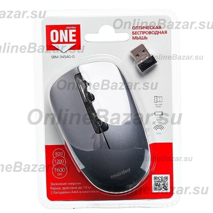 Мышь оптическая беспроводная Smart Buy SBM-345AG-G ONE <серый> ― Nsk.OnlineBazar.su