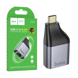 Переходник (адаптер) в порт USB-C на штекер RJ45 Hoco UA35 <серый>