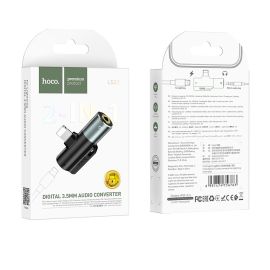 Переходник (адаптер) для гарнитуры iPhone Lightning в разъем 3,5мм Hoco LS32 <серый>