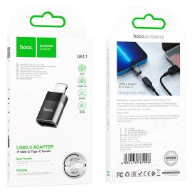 Переходник (адаптер) OTG (Type-C - Lightning) Hoco UA17 <черный>