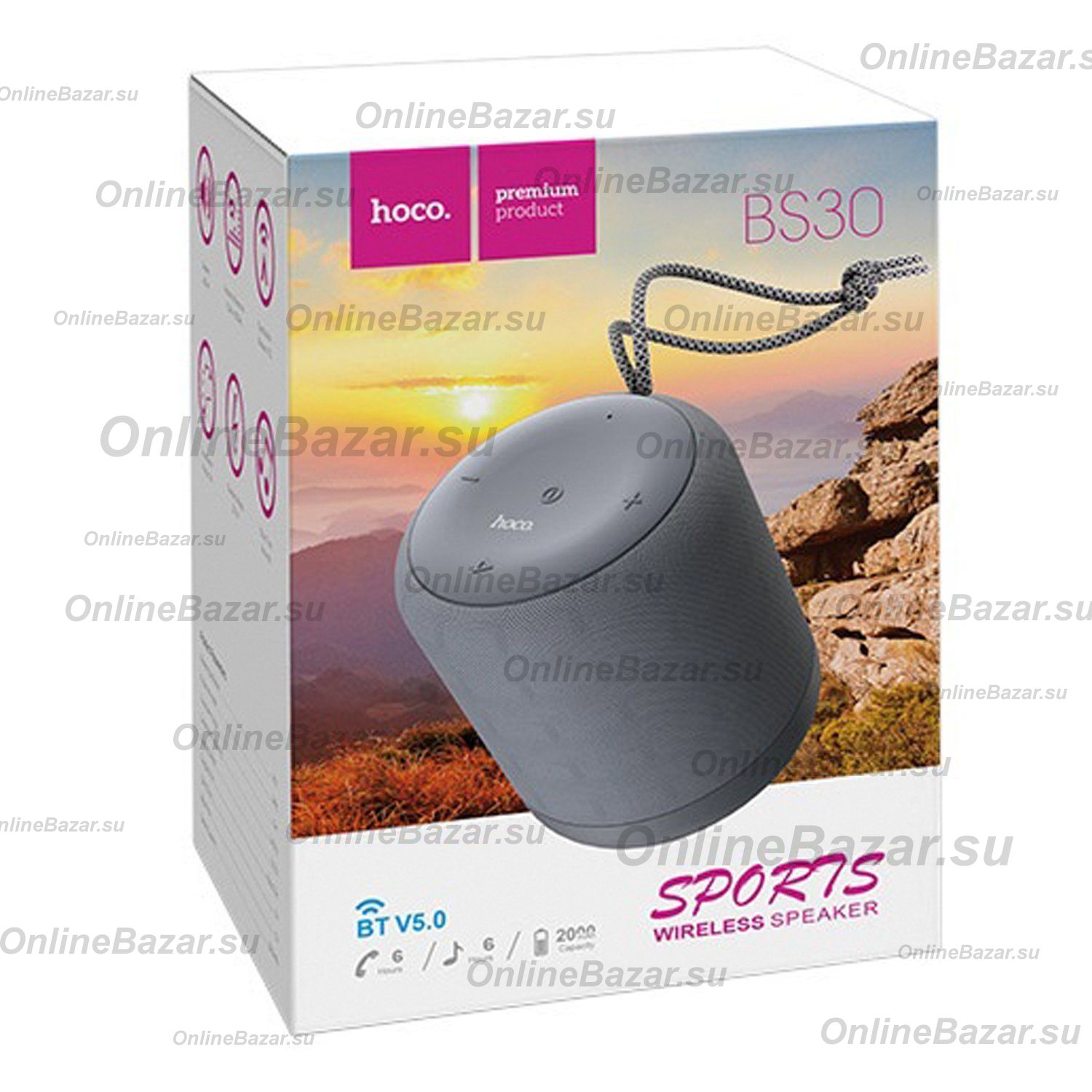 Колонка Hoco BS30 (Bluetooth/5 Вт/2000 mAh) <серый> ― Nsk.OnlineBazar.su