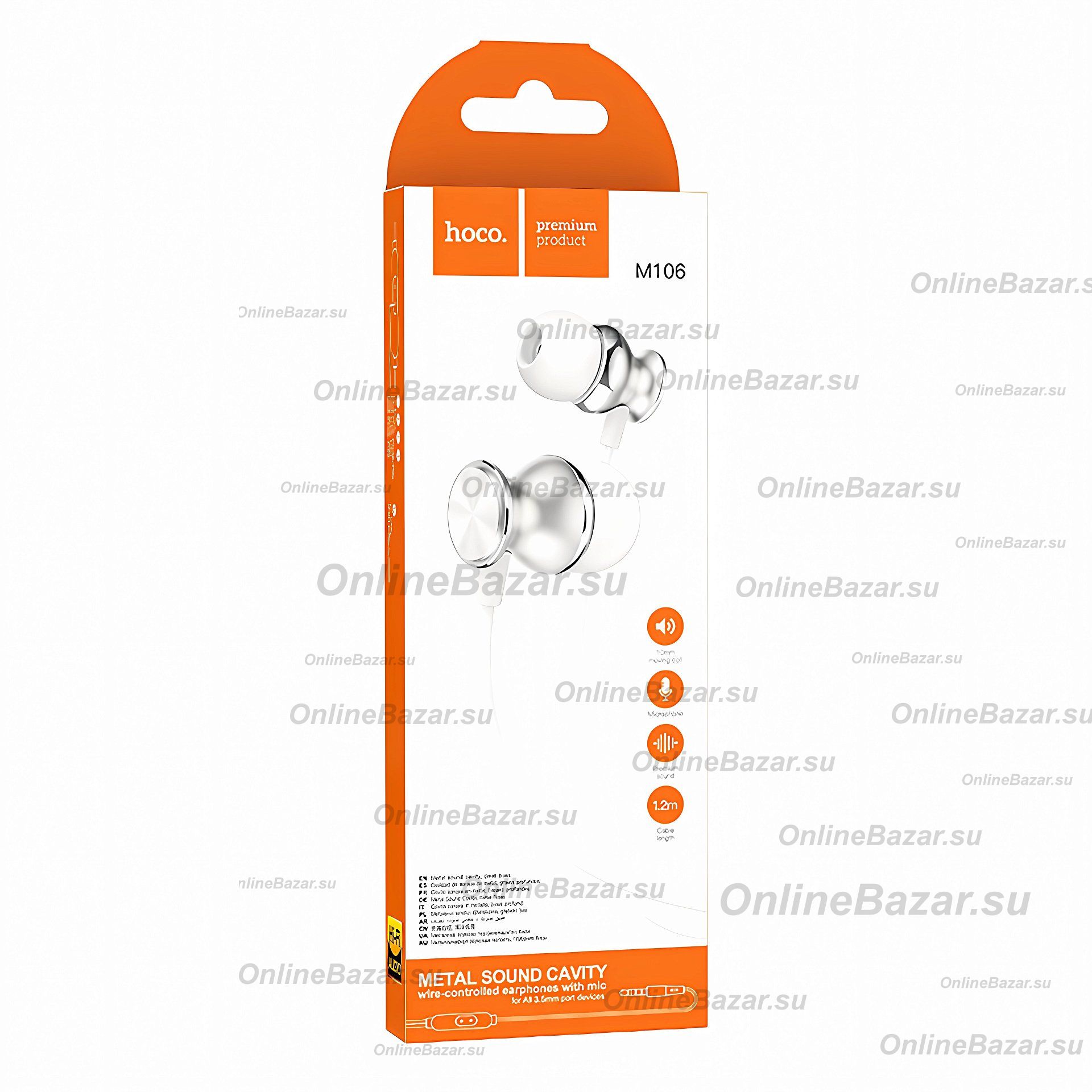 Гарнитура 3.5 Hoco M106 <серебристый> ― Nsk.OnlineBazar.su