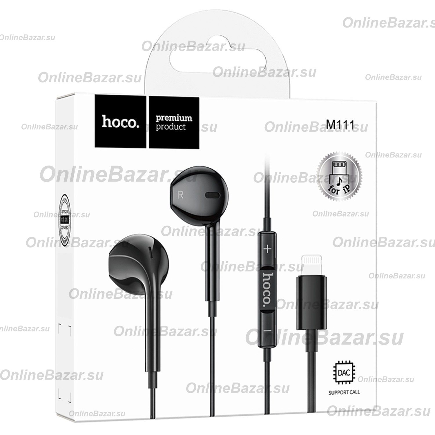 Гарнитура Lightning Hoco M111 <черный> ― Nsk.OnlineBazar.su