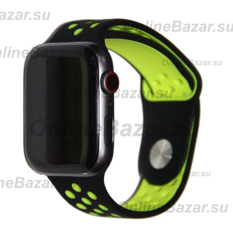 Ремешки для Apple Watch Series 1 (42 mm) Sport Band силиконовый перфорированный (размер L) <черно-зеленый> ― Nsk.OnlineBazar.su