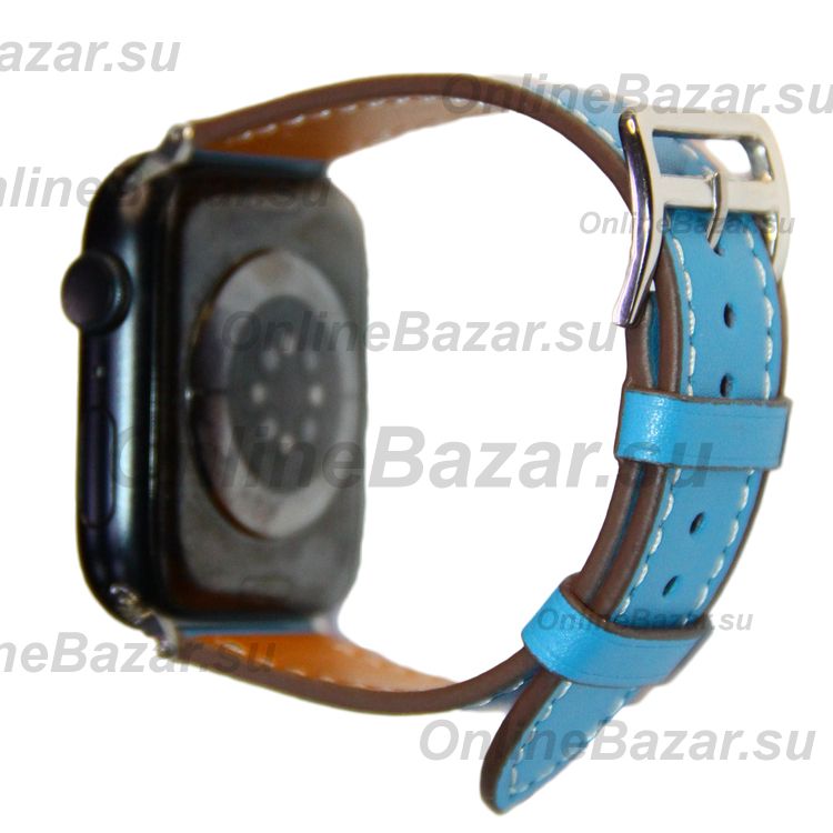 Ремешки для Apple Watch 38/40/41 mm гладкая кожа, классическая пряжка <голубой> ― Nsk.OnlineBazar.su