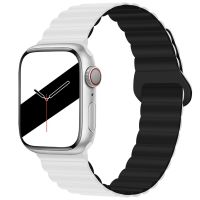 Ремешок для Apple Watch 42/44/45/49 mm силиконовый на магните №3 <черно-белый> ― Nsk.OnlineBazar.su