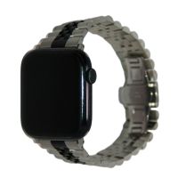 Ремешок для Apple Watch 42/44/45/49 mm металлический блочный на застежке <серебристо-черный> ― Nsk.OnlineBazar.su
