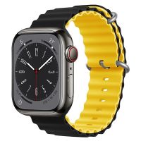 Ремешки для Apple Watch Series 6 (44 mm) Ocean Band силиконовый <черно-желтый> ― Nsk.OnlineBazar.su