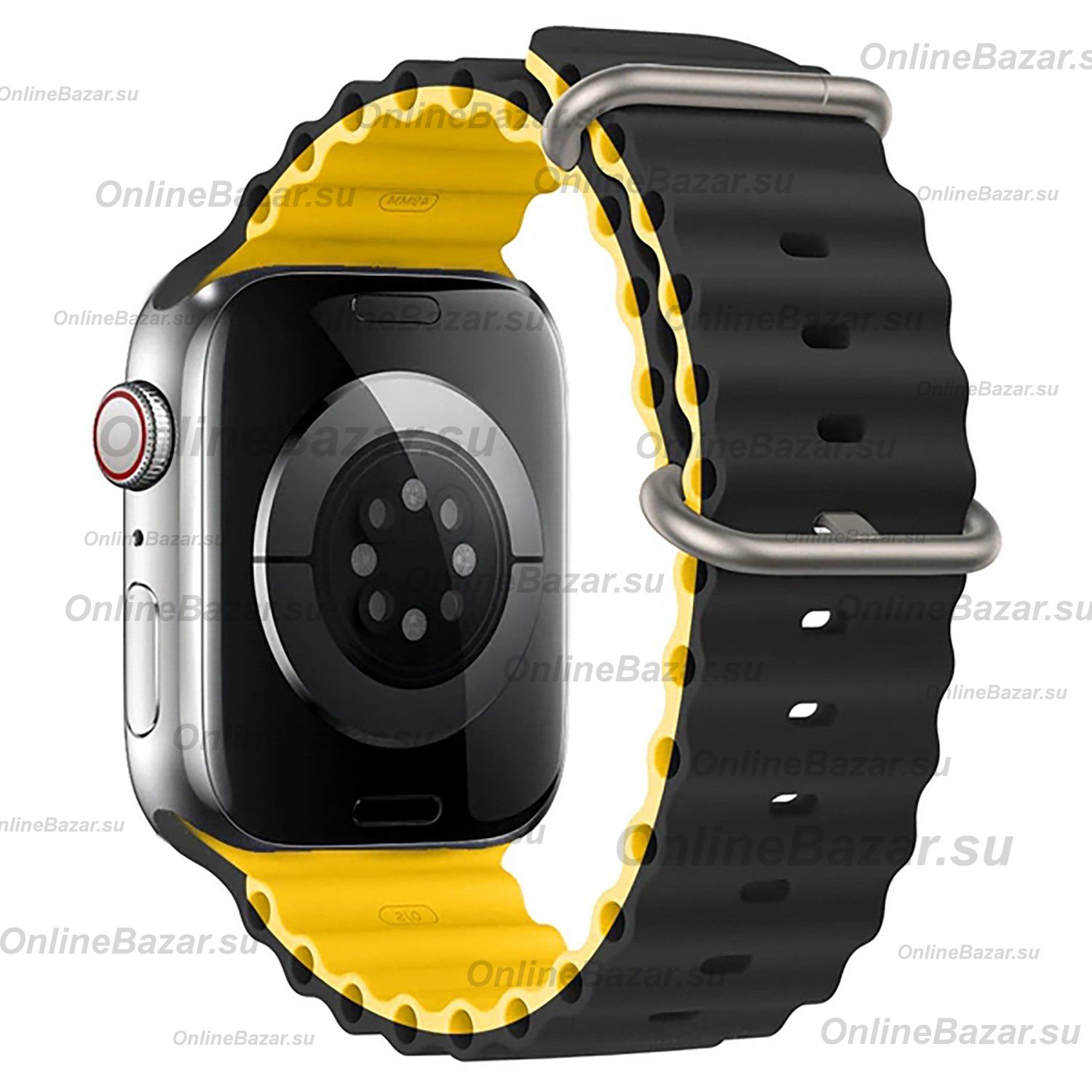 Ремешки для Apple Watch Series 6 (44 mm) Ocean Band силиконовый <черно-желтый> ― Nsk.OnlineBazar.su