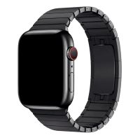 Ремешок для Apple Watch 42/44/45/49 mm металлический блочный на застежке <черный> ― Nsk.OnlineBazar.su