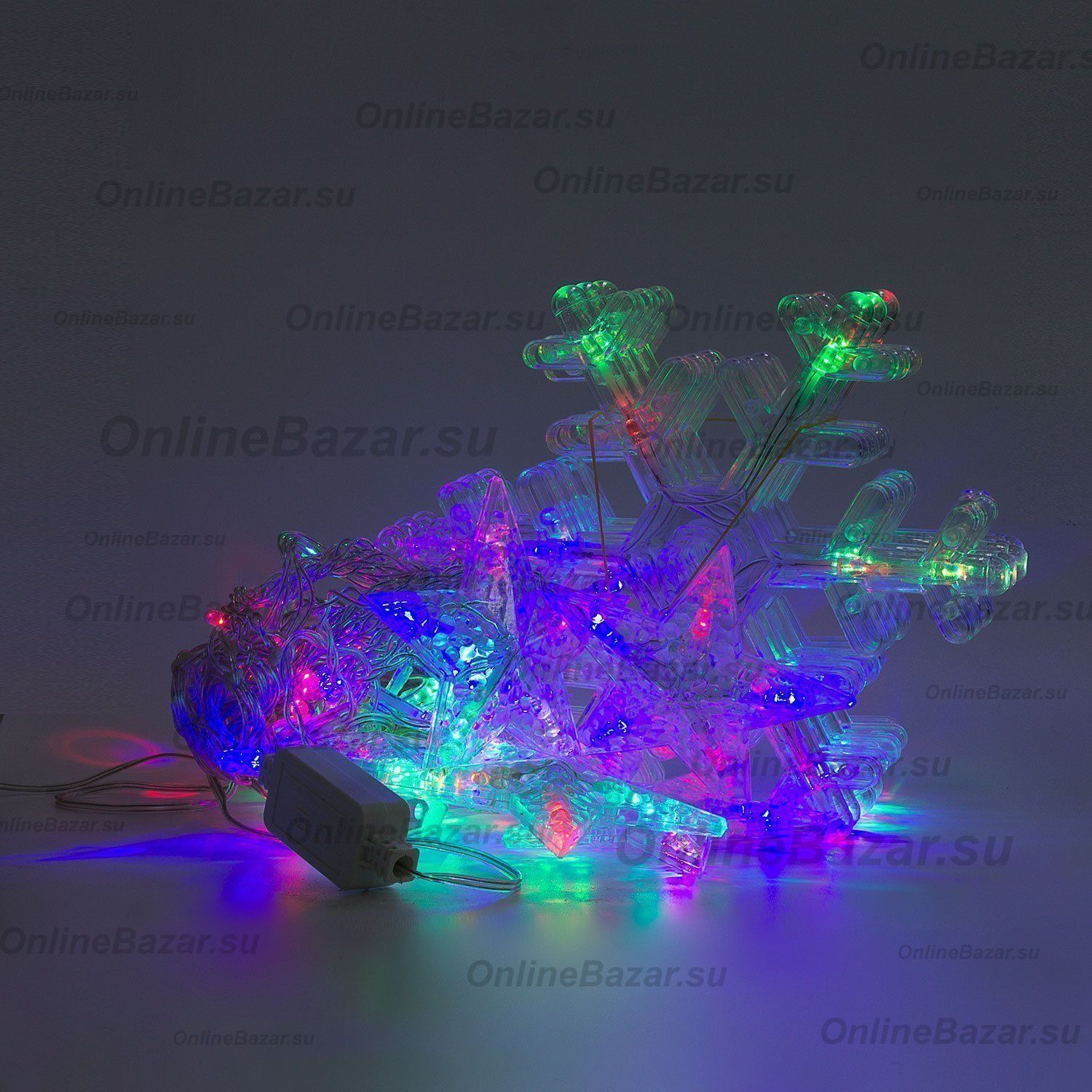 Светодиодная гирлянда ActivLed IDSS-12SnowStar-3m-RGB (Занавес/Снежинка+Звезда/Внутренний) (113910) ― Nsk.OnlineBazar.su
