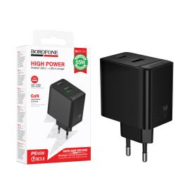 Сетевое зарядное устройство USB Borofone BAS17A (65W/QC3.0/PD/Type-C/USB) <черный>