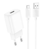 Сетевое зарядное устройство USB Hoco C134A (2.4A/12W/кабель MicroUSB) <белый> ― Nsk.OnlineBazar.su