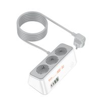 Сетевой фильтр Hoco AC23 (2500W/3 розетки/2 порта USB QС3.0/2 порта USB-C PD) <белый> ― Nsk.OnlineBazar.su