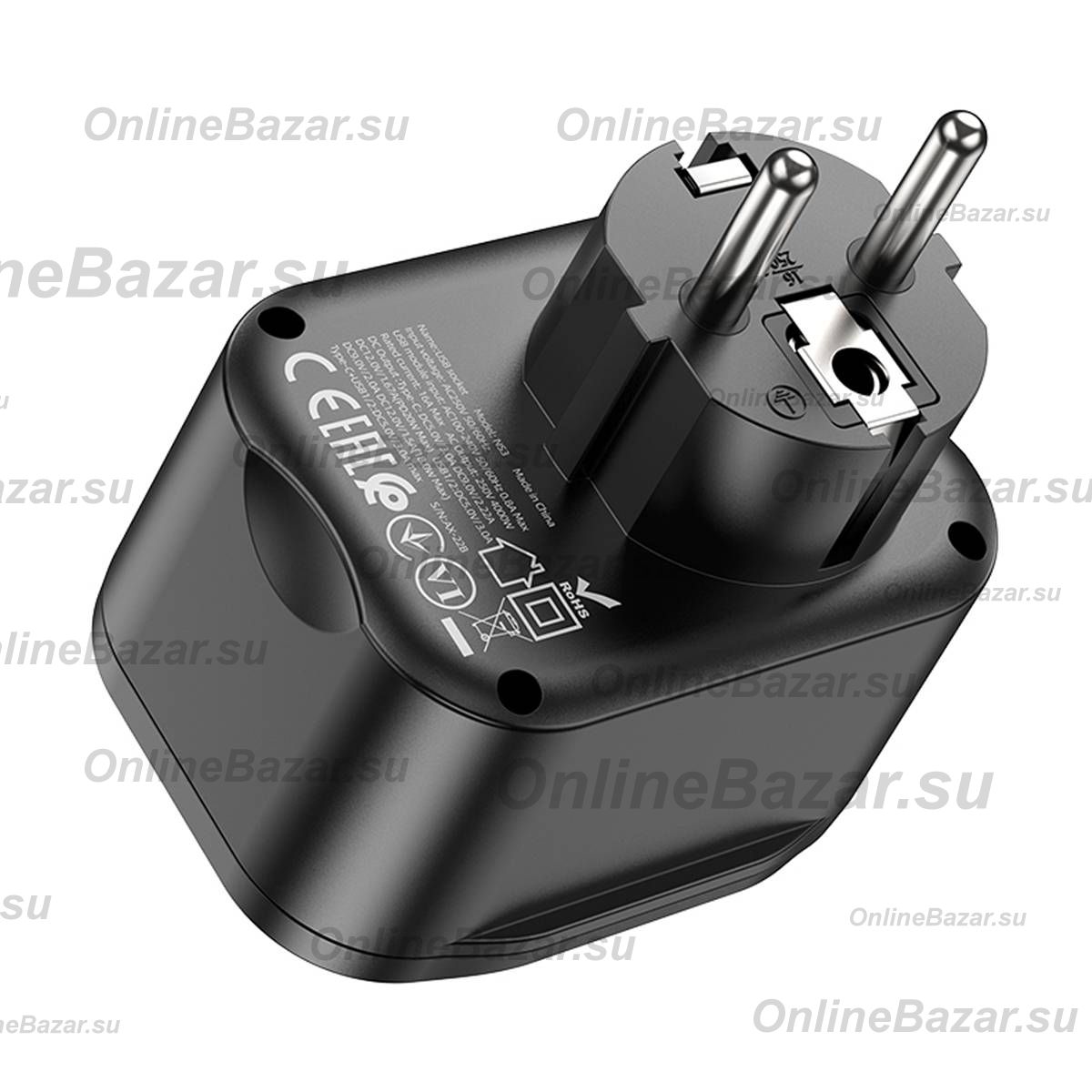 Сетевой фильтр Hoco NS3 (4000W/1 розетка/2 порта USB/QС3.0/порт USB-C PD) <черный> ― Nsk.OnlineBazar.su