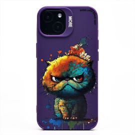 Чехол для Apple iPhone 14 силиконовый (рис. 335/кот) <фиолетовый>