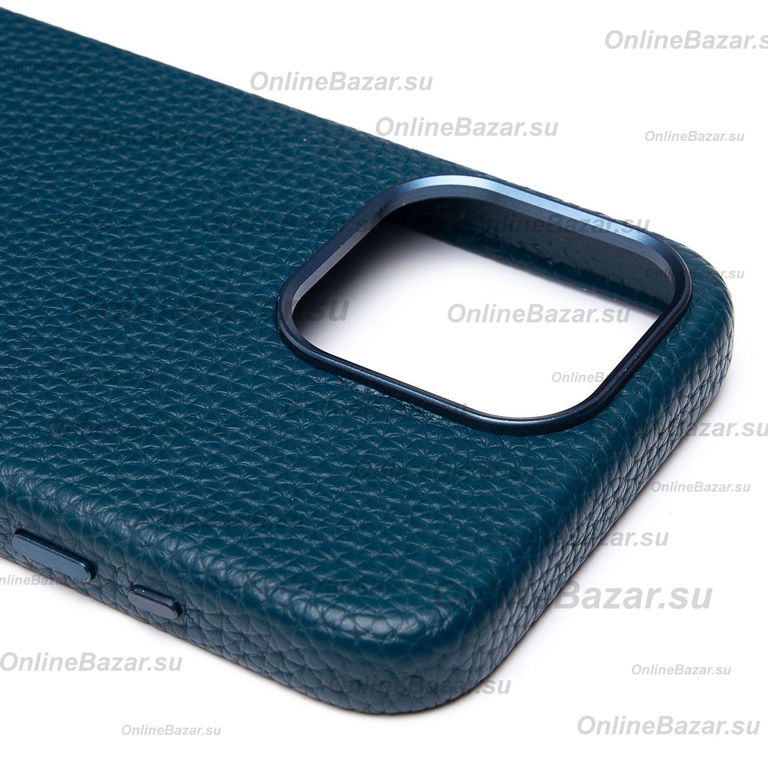 Чехол для Apple iPhone 15 Pro Max натуральная кожа зернистая MagSafe <темно-синий> ― Nsk.OnlineBazar.su