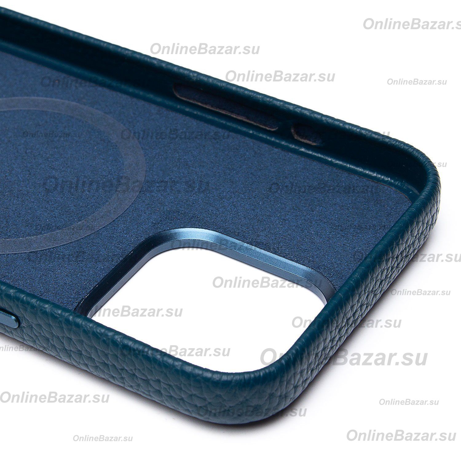 Чехол для Apple iPhone 15 Pro Max натуральная кожа зернистая MagSafe <темно-синий> ― Nsk.OnlineBazar.su