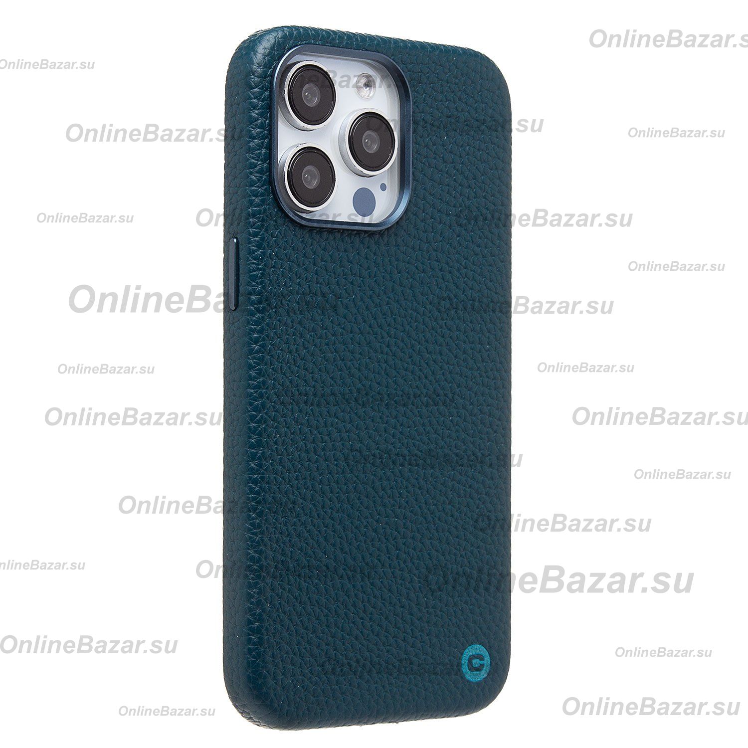 Чехол для Apple iPhone 15 Pro Max натуральная кожа зернистая MagSafe <темно-синий> ― Nsk.OnlineBazar.su