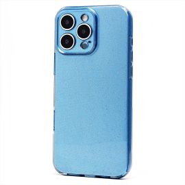 Чехол для Apple iPhone 16 Pro Max силиконовый с блестками №3 <голубой>