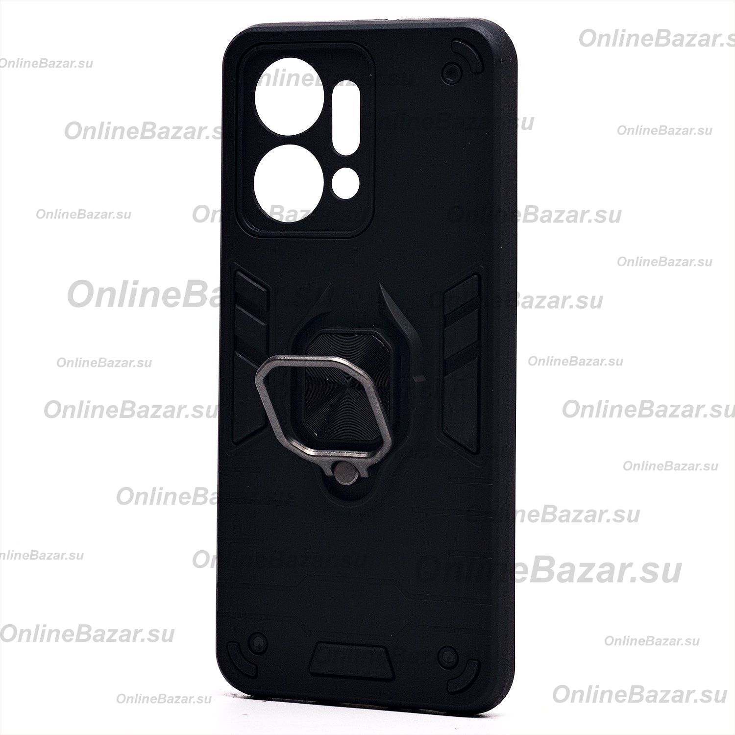 Чехол для Huawei Honor X7a силиконовый противоударный с кольцом <черный> ― Nsk.OnlineBazar.su