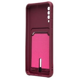 Чехол для Samsung SM-A505F (Galaxy A50) силиконовый с картхолдером №4 <бордовый>