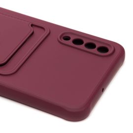 Чехол для Samsung SM-A505F (Galaxy A50) силиконовый с картхолдером №4 <бордовый>