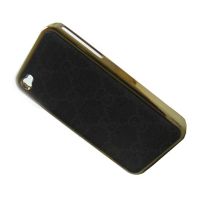 Чехол для Apple iPhone 4s пластиковый с кож.вставками GUCCi <темно-серый> ― Nsk.OnlineBazar.su