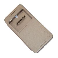 Чехол для HTC One E9 Plus флип боковой пластик-кожзам с окошком Nillkin Sparkle <золотой> ― Nsk.OnlineBazar.su