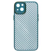 Чехол для Apple iPhone 14 Plus пластиковый вставка под карбон <темно-зеленый> ― Nsk.OnlineBazar.su