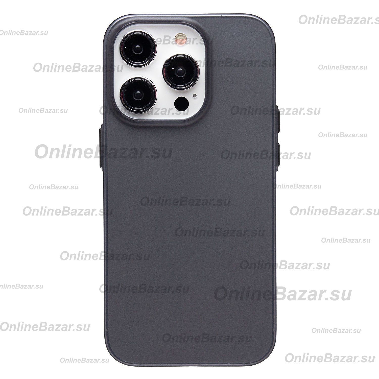 Чехол для Apple iPhone 14 Pro пластиковый матовый <прозрачно-черный> ― Nsk.OnlineBazar.su
