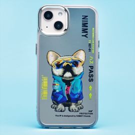 Чехол для Apple iPhone 14 силиконовый (рис. 092/собака) <серый>